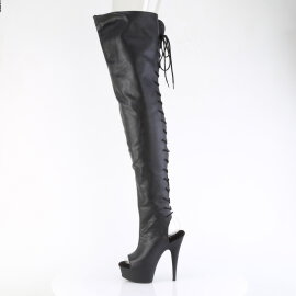 Pleaser DELIGHT-4019 Botas por encima de la rodilla con Plataforma de Piel Sintética Negro EU-42 / US-12