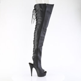 Pleaser DELIGHT-4019 Botas por encima de la rodilla con Plataforma de Piel Sintética Negro EU-42 / US-12