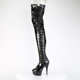 Pleaser DELIGHT-4050 Botas por encima de la rodilla con Plataforma Charol Negro EU-35 / US-5