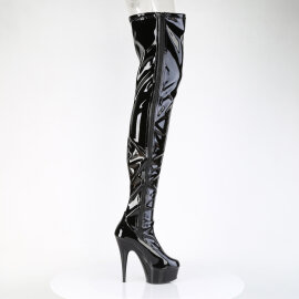 Pleaser DELIGHT-4050 Botas por encima de la rodilla con Plataforma Charol Negro EU-35 / US-5