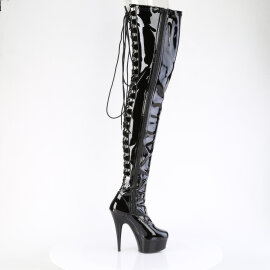 Pleaser DELIGHT-4063 Botas por encima de la rodilla con Plataforma Charol Negro EU-35 / US-5