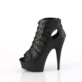 Pleaser DELIGHT-600-11 Botines con Plataforma de Piel Sintética Negro EU-35 / US-5