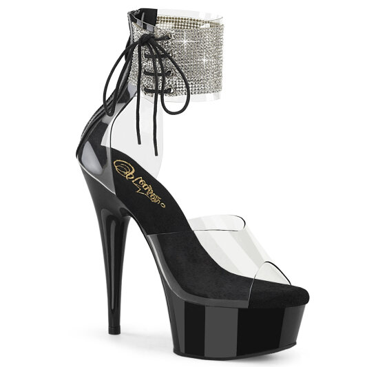 Pleaser DELIGHT-624RS Sandalias Plataforma Tono Claro pedrería Transparente EU-38/US-8