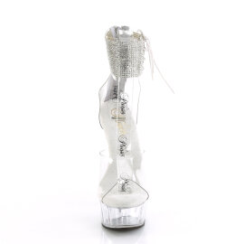 Pleaser DELIGHT-624RS Sandalias Plataforma Pedrería Transparente Plata EU-37 / US-7