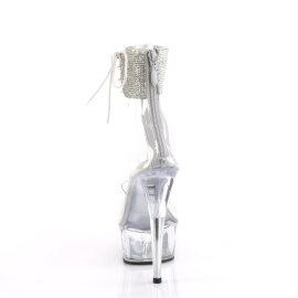 Pleaser DELIGHT-624RS Sandalias Plataforma Pedrería Transparente Plata EU-37 / US-7