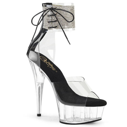 Pleaser DELIGHT-624RS Sandalias Plataforma Tono Claro pedrería Negro EU-42 / US-12