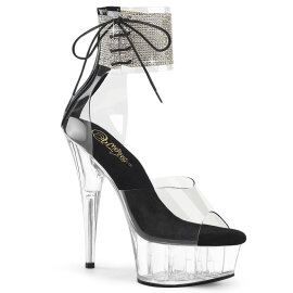 Pleaser DELIGHT-624RS Sandalias Plataforma Tono Claro pedrería Negro EU-42 / US-12