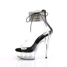 Pleaser DELIGHT-624RS Sandalias Plataforma Tono Claro pedrería Negro EU-42 / US-12