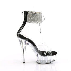 Pleaser DELIGHT-624RS Sandalias Plataforma Tono Claro pedrería Negro EU-42 / US-12