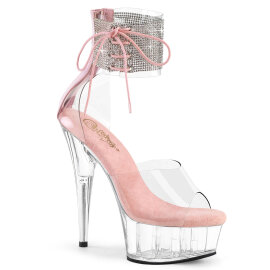 Pleaser DELIGHT-624RS Sandalias Plataforma Tono Claro pedrería plata EU-40 / US-10