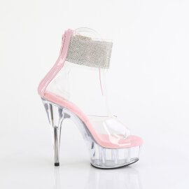 Pleaser DELIGHT-624RS Sandalias Plataforma Tono Claro pedrería plata EU-40 / US-10