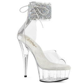 Pleaser DELIGHT-624RS-02 Sandalias Plataforma Tono Claro pedrería Transparente EU-37/US-7
