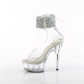 Pleaser DELIGHT-624RS-02 Sandalias Plataforma Tono Claro pedrería Transparente EU-37/US-7