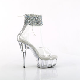 Pleaser DELIGHT-624RS-02 Sandalias Plataforma Tono Claro pedrería Transparente EU-37/US-7