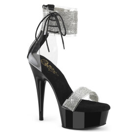 Pleaser DELIGHT-627RS Sandalias Plataforma Tono Claro pedrería Negro EU-38 / US-8