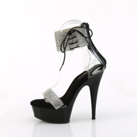 Pleaser DELIGHT-627RS Sandalias Plataforma Tono Claro pedrería Negro EU-38 / US-8