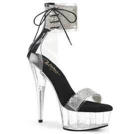 Pleaser DELIGHT-627RS Sandalias Plataforma Tono Claro pedrería Transparente EU-37 / US-7