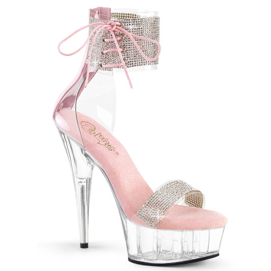 Pleaser DELIGHT-627RS Sandalias Plataforma Tono Claro pedrería plata EU-35 / US-5