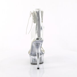 Pleaser DELIGHT-627RS Sandalias Plataforma Pedrería Transparente Plata EU-36 / US-6