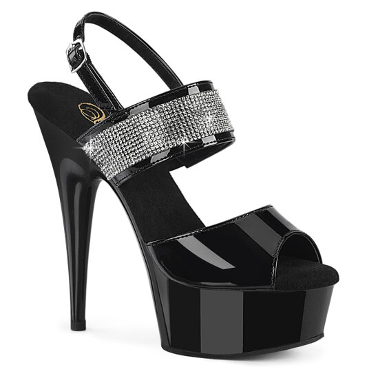 Pleaser DELIGHT-639 Sandalias de Plataforma Charol Negro EU-38 / US-8