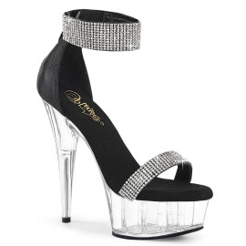 Pleaser DELIGHT-641 Sandalias de Plataforma Tela Negro Tono Claro EU-35 / US-5