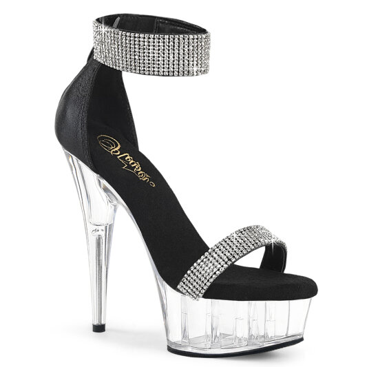 Pleaser DELIGHT-641 Sandalias de Plataforma Tela Negro Tono Claro EU-39 / US-9