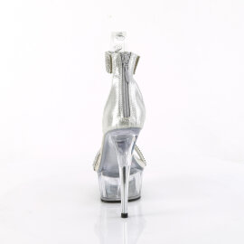 Pleaser DELIGHT-641 Sandalias de Plataforma Tela Plata transparente EU-40 / US-10