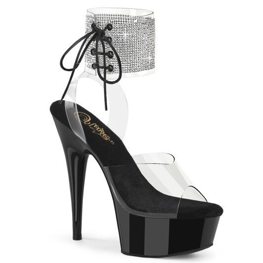 Pleaser DELIGHT-691-2RS Sandalias Plataforma Tono Claro pedrería Negro EU-36 / US-6