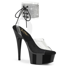Pleaser DELIGHT-691-2RS Sandalias Plataforma Tono Claro pedrería Negro EU-36 / US-6