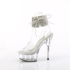 Pleaser DELIGHT-691-2RS Sandalias Plataforma Tono Claro pedrería Transparente EU-36/US-6
