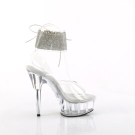 Pleaser DELIGHT-691-2RS Sandalias Plataforma Tono Claro pedrería Transparente EU-36/US-6