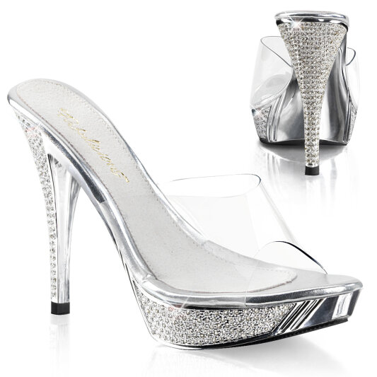 Fabulicious ELEGANT-401 Zuecos con Plataforma Cromo Tono Claro Plata EU-35 / US-5