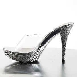 Fabulicious ELEGANT-401 Zuecos con Plataforma Cromo Tono Claro Plata EU-35 / US-5