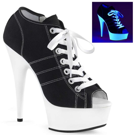 Pleaser Botín DELIGHT-600SK-01 Negro Blanco-Neón EU-35 / US-5