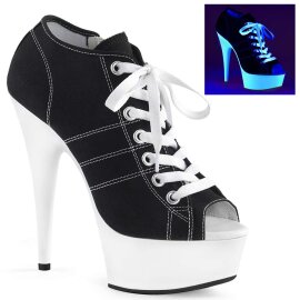 Pleaser Botín DELIGHT-600SK-01 Negro Blanco-Neón EU-35 / US-5