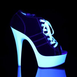 Pleaser Botín DELIGHT-600SK-01 Negro Blanco-Neón EU-35 / US-5