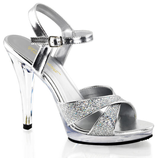 Fabulicious FLAIR-419 Sandalias góticas Tono Claro Purpurina Plata EU-35 / US-5