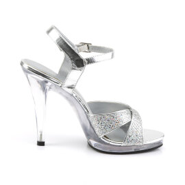 Fabulicious FLAIR-419 Sandalias góticas Tono Claro Purpurina Plata EU-35 / US-5
