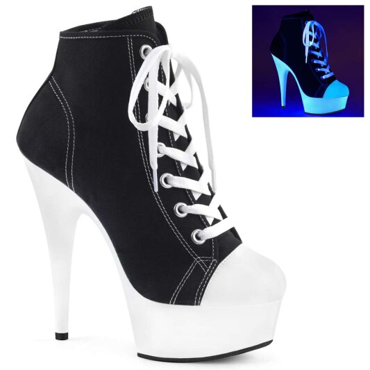 Pleaser Botín DELIGHT-600SK-02 Negro Blanco-Neón EU-41 / US-11
