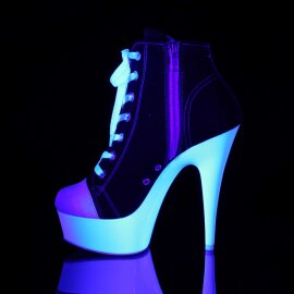 Pleaser Botín DELIGHT-600SK-02 Negro Blanco-Neón EU-41 / US-11