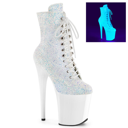 Pleaser FLAMINGO-1020LG Botines con Plataforma Purpurina Neon BlancoEU-41 / US-11