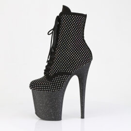 Pleaser FLAMINGO-1020RM Botines Plataforma ecoPiel pedrería malla Negro EU-38 / US-8