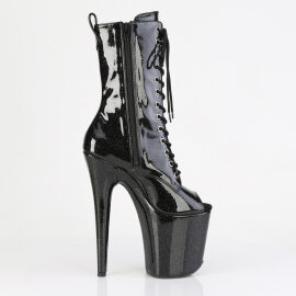 Pleaser FLAMINGO-1041GP Botines con Plataforma Charol Purpurina Negro EU-37 / US-7