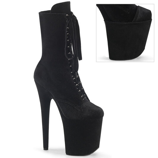 Pleaser FLAMINGO-1045VEL Botines con Plataforma Terciopelo Negro EU-37 / US-7
