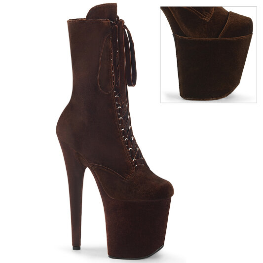 Pleaser FLAMINGO-1045VEL Botines con Plataforma Terciopelo Marrón EU-38 / US-8