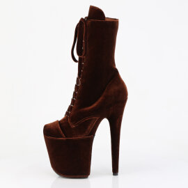 Pleaser FLAMINGO-1045VEL Botines con Plataforma Terciopelo Marrón EU-41 / US-11