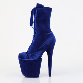 Pleaser FLAMINGO-1045VEL Botines con Plataforma Terciopelo Azul EU-37 / US-7
