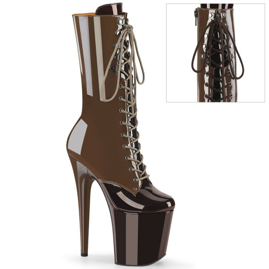 Pleaser FLAMINGO-1054DC Botines con Plataforma Charol Marrón Mocha EU-37 / US-7