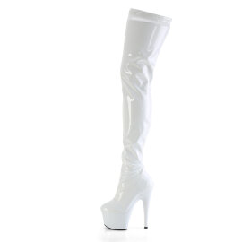Pleaser FLAMINGO-3000 Botas por encima de la rodilla con Plataforma Charol blanco EU-35 / US-5