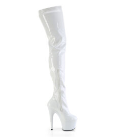 Pleaser FLAMINGO-3000 Botas por encima de la rodilla con Plataforma Charol blanco EU-35 / US-5